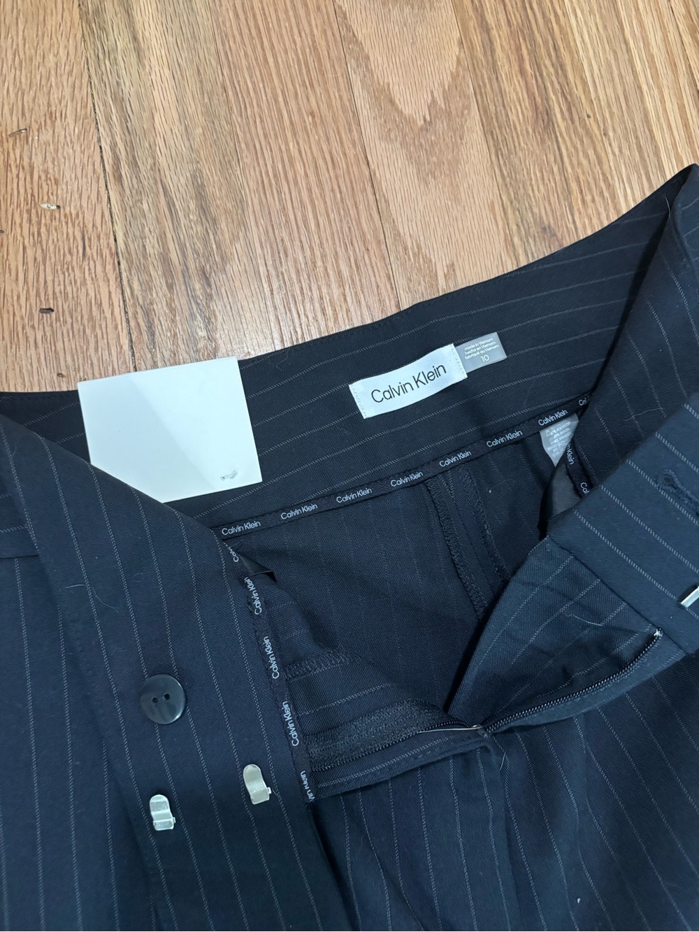 Calvin Klein Women's Dark Navy Pinstripe Trousers